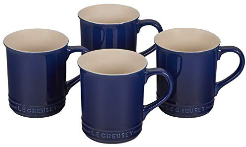 Le Creuset PG90433A-0078 Stoneware Mug, Set of 4, 14-Ounce, Indigo