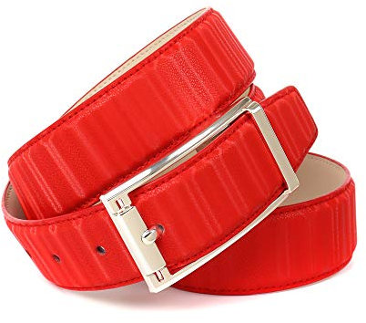 Anthoni Crown Damen Ledergürtel Gürtel, Rot, 80