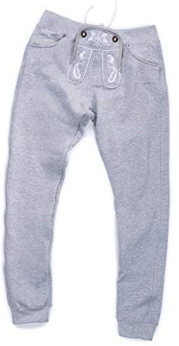 Damen Jogging Lederhose MADL lang - Trachten Fitnesshose - Jogginghose Eva (hellgrau, S)