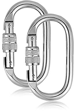 Ncheli 2 pcs Climbing Carabiner Clip,Auto-Lock Carabiners Heavy Duty 25KN - CE Certified Locking Carabiner Clips Locking Carabiner Clip Hook for Climbing, Rappelling, Hammocks,