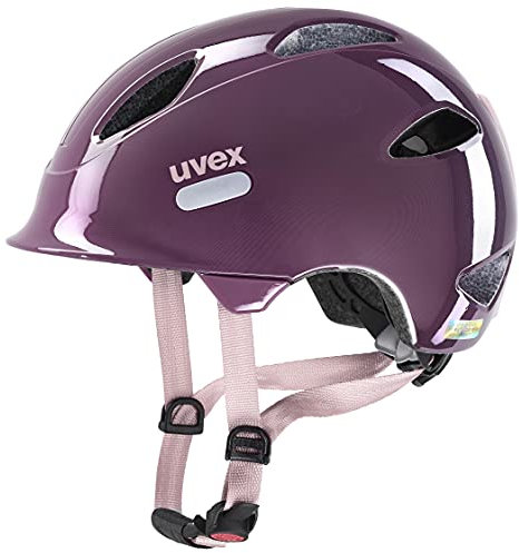 uvex oyo - leichter Fahrradhelm für Kinder - individuelle Größenanpassung - erweiterbar mit LED-Licht - plum - dust rose - 45-50 cm