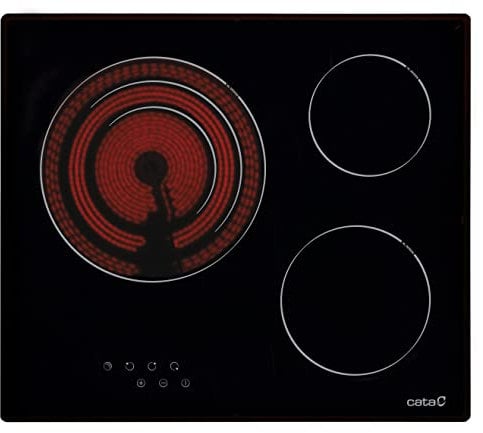 CATA | Placa Vitrocerámica | Modelo TT 603 | 3 Zonas de Cocción | 9 Niveles de Potencia | Ancho de 60 cm