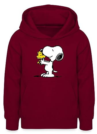 Spreadshirt Peanuts Snoopy Und Woodstock Teenager Hoodie, L (9/11 Jahre), Bordeaux
