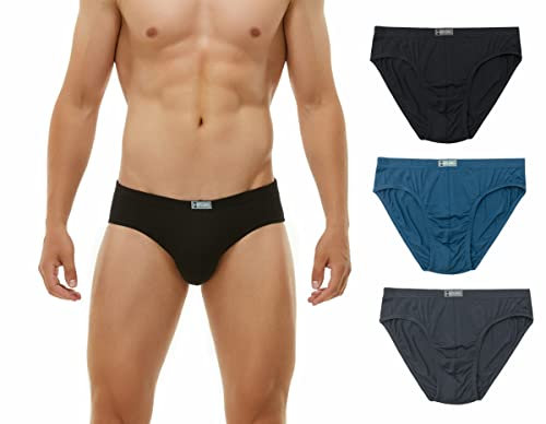 KNITLORD Men's Briefs Bamboo Underwear Soft Mid/Low Rise Briefs 3 Pack (Assorted color, M)
