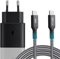 25W USB C Ladegerät Schnellladegerät für Samsung Galaxy S24 S23 S22 S21 S20 FE A54 A53 A34 A23 und andere Handy, USB C Fast Charger Adapter Netzteil mit Ladekabel Typ-C Schnellladekabel (Schwarz)