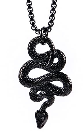 OAKKY Herren Gothic Snake Animal Anhänger Halskette aus Edelstahl mit Kette Multi Color
