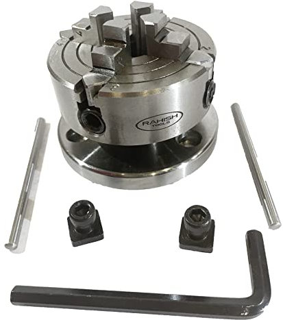 70 mm 4 Jaws Independent Dog chuck M14 x 1 Unimat Thread-Lathe with Back Plate & T-nuts for Rotary Table Milling and Engineering Tools