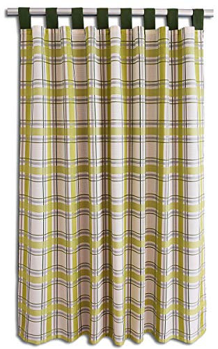 Schlaufenschal Hetty grün-weiß kariert | Landhaus-Vorhang hochwertiger Webstoff 8 Schlaufen | Deko-Gardine für Küche, Esszimmer, Gästewohnung, Kaminzimmer Höhe x Breite 125 x 130 cm