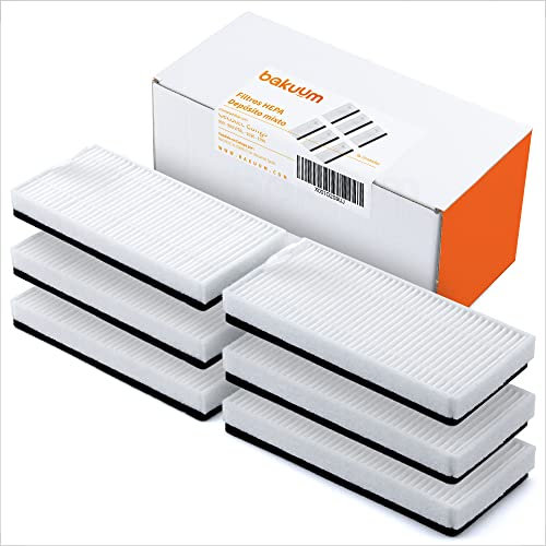 BAKUUM Pack 6 Filtros HEPA para deposito MIXTO (agua y polvo) de Cecotec Conga 990 VITAL, 1090, 1790 y 1990 todas las series. Filtros HEPA para robot aspirador para tanque de agua y polvo.