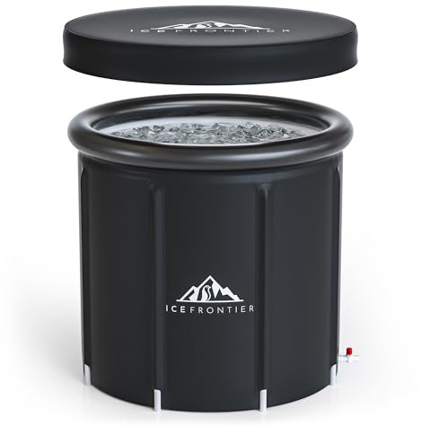 Eisbad Außenbereich Erholungsbadewanne von Ice Frontier - Premium Ice Bath Tub & Tragbare Badewanne für Erwachsene - Eisbaden Tonne, Eistonne - Schwarze Kaltwassertherapie Wanne