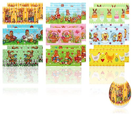 com-four® 18x Schrumpffolie für Ostereier - Ideal zum Verpacken und stilvollem Aufbewahren der selbstgestalteten Eier [Auswahl variiert]