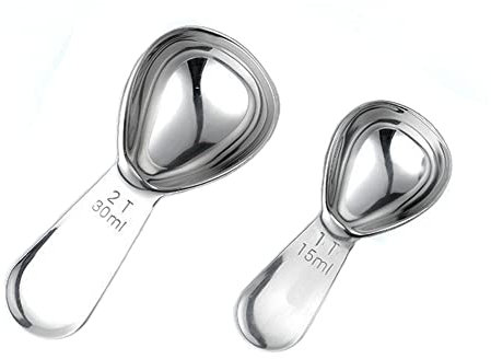 Cucchiaio dosatore da caffè in acciaio inox con manico corto per caffè, tè, zucchero (15 ml e 30 ml)