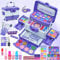 Kinderschminke Set Mädchen Schminkkoffer Mädchen - 57 PCS Waschbar Schminke Kinder Make Up Set Mädchen Spielzeug,Prinzessin Weihnachts Geburtstags Geschenke für Mädchen 4 5 6 7 8 9 10 11 12 Jahre Lila