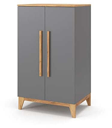 VitaliSpa Kinderkleiderschrank Malia, Kinderregal, Grau, 53.4 x 120 cm