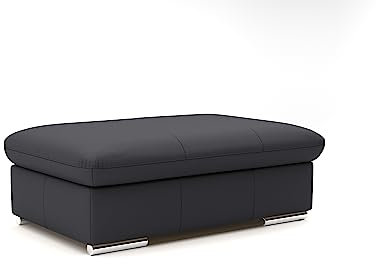 CAVADORE Echtleder-Hocker Valerie / Polsterhocker mit Metallfüßen als Beistellhocker, Fußhocker, Sitzgelegenheit, Couchtisch / 102 x 43 x 68 / Leder Schwarz