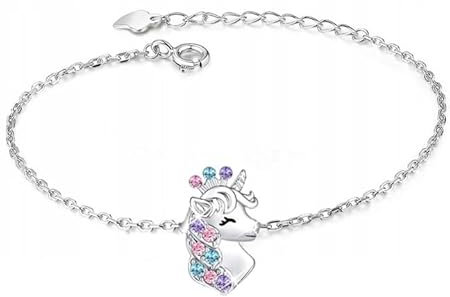 MENNICA BYDGOSKA - Armband Damen - Armand Silber 925 für Mädchen - verstellbares Armband für Kinder - Armband mit Einhorn - Geschenk für Mädchen - Nickelfrei - Verstellung 14 +4 cm