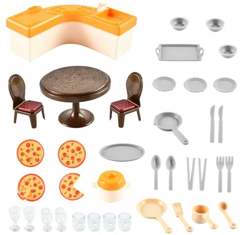 Casa de muñecas Muebles de Cocina, 38pcs Cocina en Miniatura Set, Juguete de Comida Mini a Escala, Accesorios para la casa de muñecas, Mini casa de muñecas, Juguete de Juego de simulación