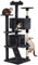 Yaheetech Árbol Rascador para Gatos Altura 178 cm Torre para Gatos Multinivel con 3 Plataformas 2 Cueva para 3-4 Gatos Negro