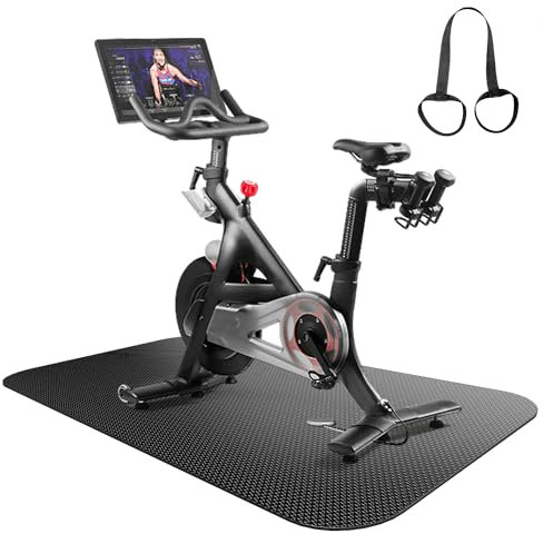 Fahrradmatte für elliptische Laufbänder, kompatibel mit Peloton-Fahrrädern, für Heimtrainer, Matte für stationäre Indoor-Spinn-Bikes, Hartholzboden, Teppich, schwarz, Fitnessgeräte-Matte (60 x 120 cm)