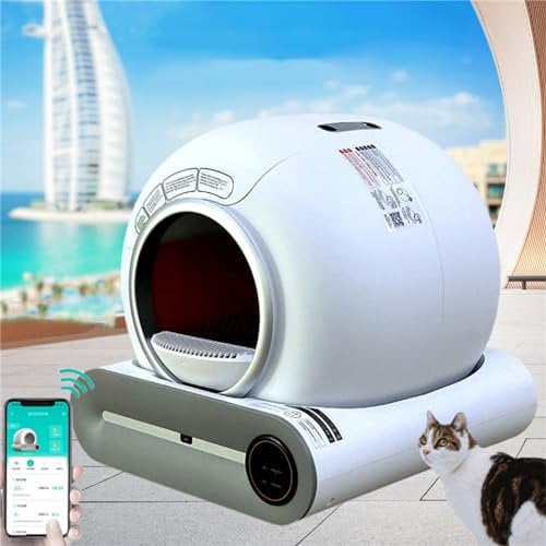 Auto Cat Litter Box, Smart Self Cleaning Cat Toilet with APP Control & Odor Removal, Large Capacity Cat Potty with 9L Waste Bin Space for Multiple Cats, Easy Clean