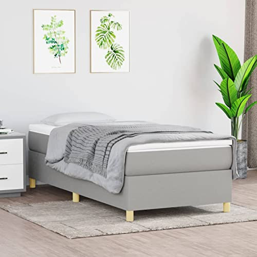 Gecheer Boxspringbett Jugendbett mit Lattenrost Bettgestell Bettrahmen Polsterbett Gästebett Doppelbett/Einzelbett Bett mit Kopfteil Designerbett Hotelbett Hellgrau 100x200 cm Stoff
