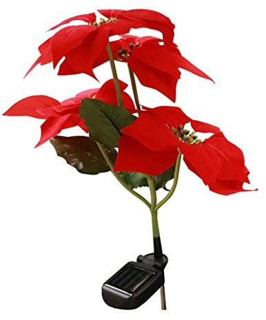 BESPORTBLE Solar Landschaft Lichter Stake Decor Rot Weihnachten Blume Einfach Zu Installieren Für Terrasse Garten Hof