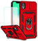 Jhxtech Coque pour iPhone XR de 15,5 cm avec protection d'écran en verre trempé et protection d'appareil photo coulissante, anneau magnétique, support de voiture et béquille pour Apple iPhone XR,