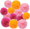 12 Stück papier Pompons Set,Rosa hellrosa orange Pom Poms Papier für Hochzeit,Geburtstag,Party- 30,5 cm, 25,4 cm