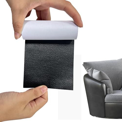 Kunstleder Selbstklebend 10cm 1.6m Kunstleder Reparaturset für Sofa Möbel Couch Autositz Sofa Möbel Leder Reparatur Handtasche Leder Schuh Flicken Autositze Möbel Schwarz