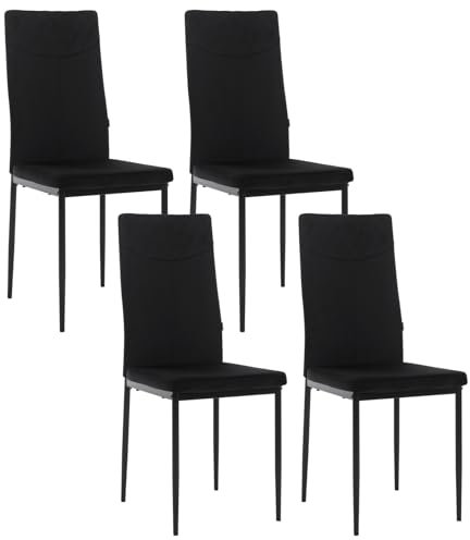 WOLTU Esszimmerstühle 4er Set, Küchenstühle mit hoher Rückenlehne Metallbeinen, Stühle Esszimmer Küche Wohnzimmer, bequemer Polsterstuhl mit Samtbezug, Essstühle modern, Schwarz, EZS49sz-4