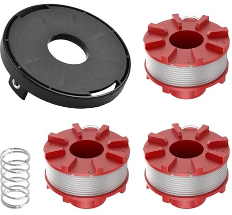 Rasentrimmerspulen für Einhell 3405096 GE-CT 36/30 LI E SOLO, Akku-Rasentrimmerspulen mit Abdeckung für AGILLO 18/200, 2 mm Durchmesser, 8 m lang (3 Spule + 1 Kappe)