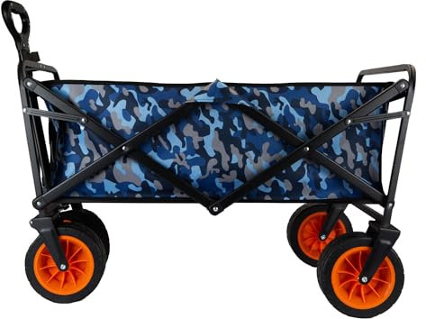 VFM e-Store Chariot pliable d'une capacité de 90 kg, avec 2 poches de rangement, cadre robuste et robuste, pour l'extérieur, le camping, la randonnée, les vacances, les festivals, les voyages –