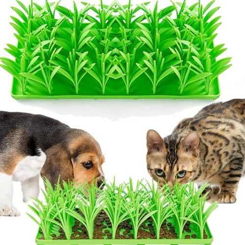 Silicone Grass Mat for Cats, 3D Green Grass Silicone Slow Food Mat, NEW Cat Grass Mat for Indoor Cats, Silicone Grass Snuffle Mat for Cats Dogs