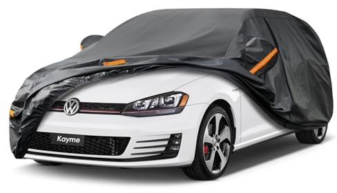 Kayme Kombi Autoplane Wasserdicht Atmungsaktiv für VW Golf Variant Alltrack (2007-2025), 7 Schichten Vollgarage Autoabdeckung für Regen Sonne Staub Schutz, Autoabdeckung mit Reflektierenden Streifen.