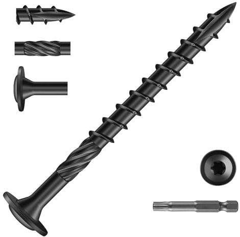 Dayalo Lot de 50 vis à tête plate 6,3 x 75 mm, vis à bois Torx, vis de construction en bois, vis de construction, vis Torx, filetage partiel, avec embout Torx