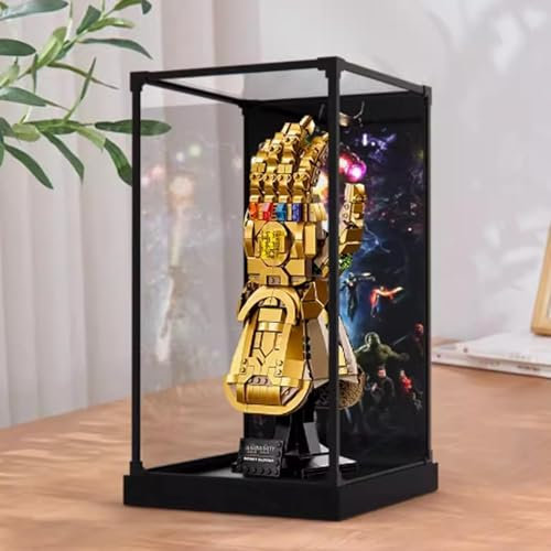 Acryl-Vitrine für Lego 76191 Infinity Handschuh-Modell, staubdichte, transparente Kollektions-Vitrine (nur Displaybox) (Backspray Modell)