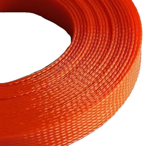 Manchon De Câble Manchon de câble extensible de 1 mètre 2 mm ~ 40 mm tressé serré haute densité dureté ligne isolante protection fil enveloppe presse-étoupe gaine Manchon De Câble Gaine(Orange,2mm)