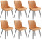 SONGMICS Esszimmerstuhl 6er Set, Küchenstuhl, Samt, Polsterstuhl, bis 120 kg belastbar, Stahlbeine, Gebogene Rückenlehne, für Esszimmer, Küche, karamellbraun-tintenschwarz LDC090K16