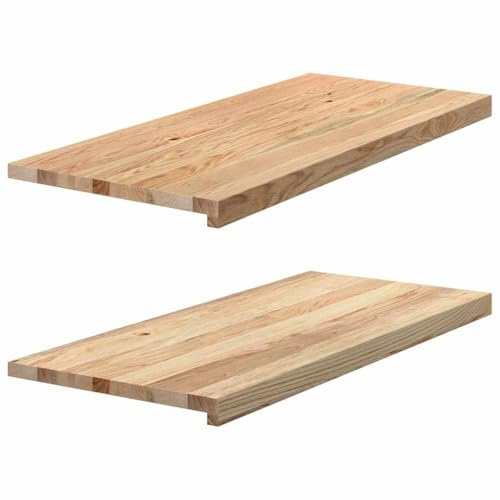 vidaXL Fensterbänke 2 Stk. Unbehandelt 90x40x2 cm Massivholz Eiche, Fensterbrett, Holz Treppenstufe, Holz Fensterbrett, Fensterbank Eichenholz