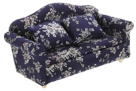 BESTonZON Puppenhausmöbel Mini-Modell Ob11 Möbel Puppe Schlüsselanhänger Grünes Puppenhaus Dreiteilige Möbel Dekorative Möbel Puppenhauszubehör Dreiköpfiges Puppenhaus Grüne Möbel Blue Stoff