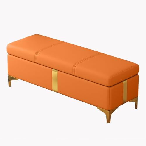 Orange Kunstleder Polsterbank für Schlafzimmer Wohnzimmer Flur 150 cm