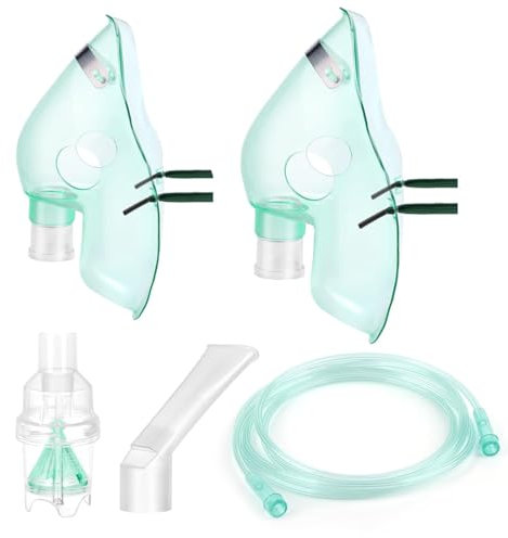 NHQZ 2 Set Ampolla aerosol universale,Kit ricambi per aerosol per adulti + kit aerosol bambini composti da maschera, ampolla, fascia elastica, tubo per inalazione,filtro ed accessori per nebulizzatore