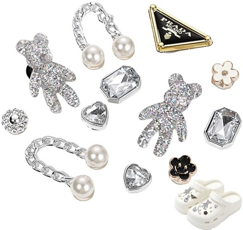 MUNSKT Pins Crocs, 12 Pcs Bling Strass Charms Crocs, Decoration de Chaussure pour les Femmes Filles