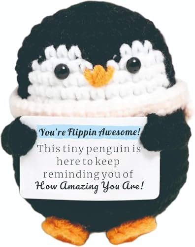 HONZEE Penguin Gifts for Women Her Funny Positive Crochet Birthday You Are Awesome Cheer Up Thank You Funny Ladies Gifts for Friends Colleagues Boss Nurse Teacher Novelty Present Unusual