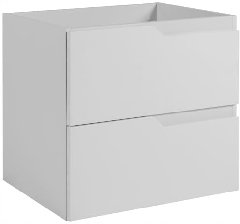 RODAN Waschbeckenunterschrank Weiß Modern Badunterschrank 60 cm 60×46×57 cm | Badezimmer Unterschrank mit 2 Schubladen, Aufbewahrungsschrank, Badschrank Matte Front