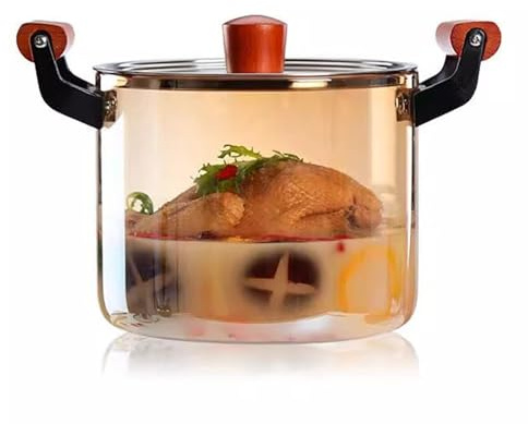 Olla de vidrio con tapa, sartén de vidrio de borosilicato resistente al calor, gran capacidad