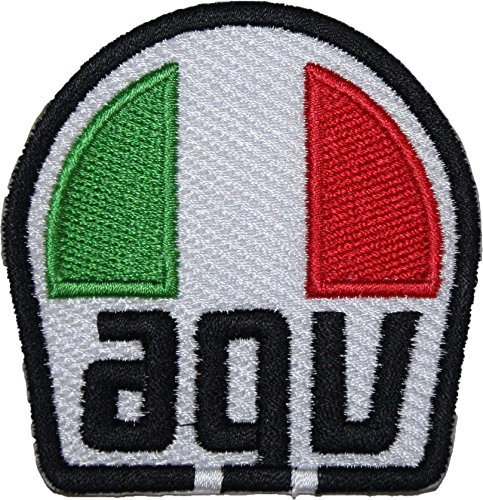 AGV Motocross weiß bestickt abzeichen Patch Aufnäher oder zum Aufbügeln 6,5 cm