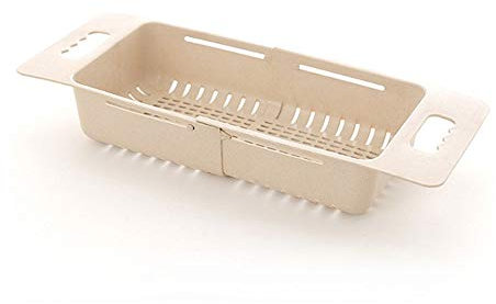 RANRANJJ Colino sopra Il lavandino Veggies/Colini for Frutta e scolapasta con Manici allungabili for Cucina, Senza BPA (Color : Beige)