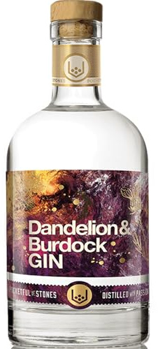 Pocketful Of Stones Dandelion & Burdock Cornish Gin, 70cl, 40% ABV | Wild Burdock, Dandelion, Heather, Honeybush, Botanical Cornish Gin, Small Batch, Gin Gift, Tonic, Ginger Ale Or Soda