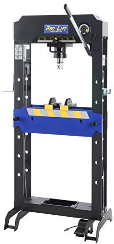 Pro-Lift-Werkzeuge Hydraulik-Presse 30t Werkstattpresse Industriepresse manuell + pneumatisch 8 Druckstücke Druckluftpresse blau Rahmenpresse Handpumpe umformen Shop-Press Abkantpresse
